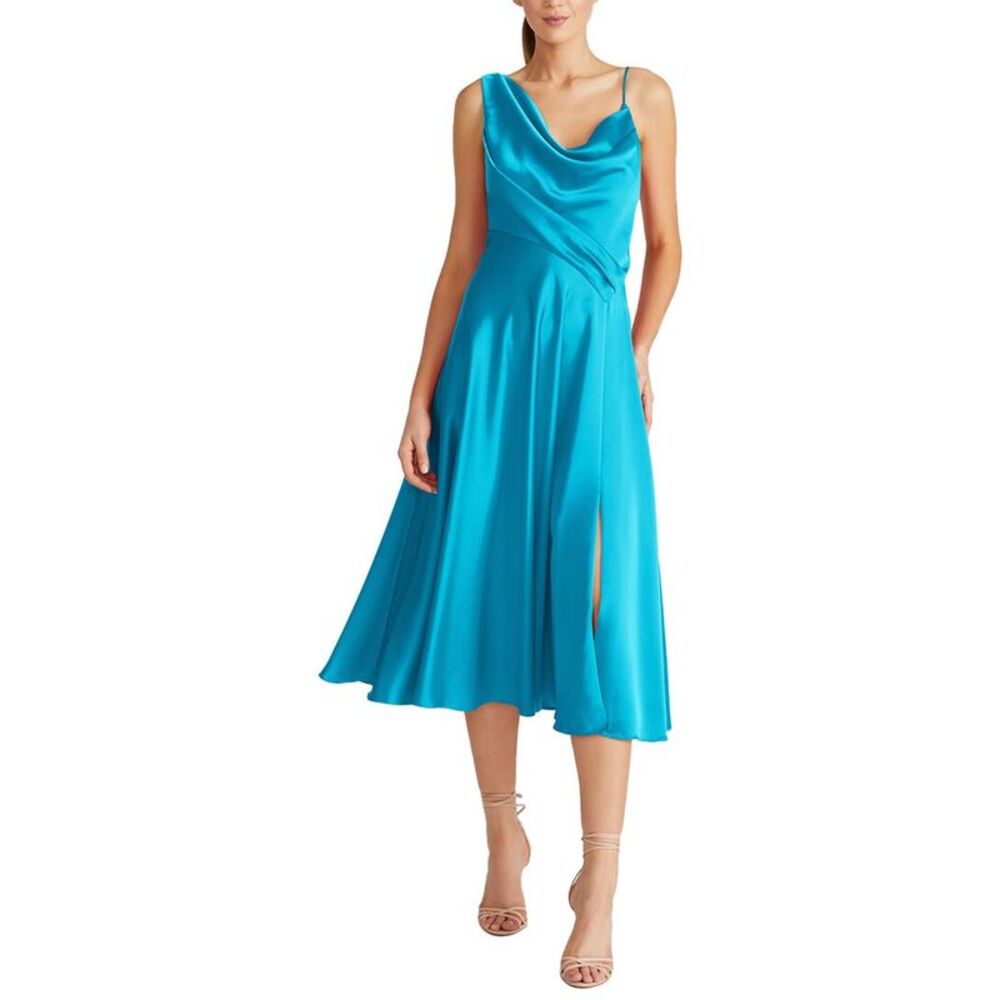 Theia Womens  Hayden Satin A-Line Midi Dress